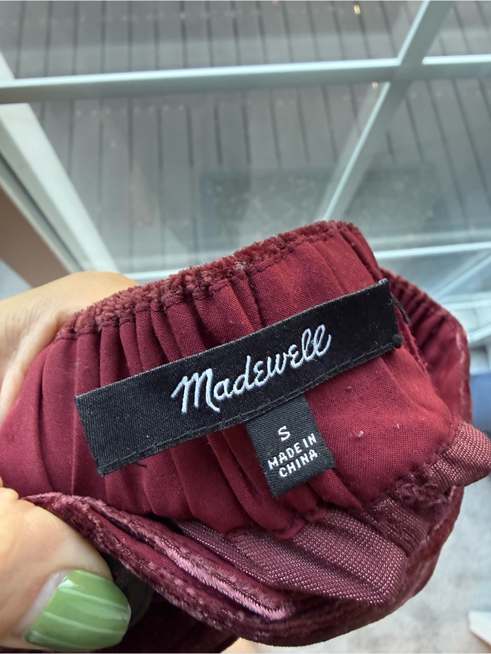 Madewell Velvet Relaxed Trousers in Deep Burgundy - Picture 3 of 3